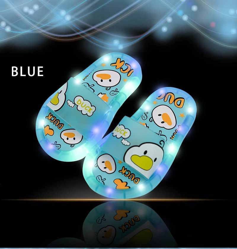 New Cute Luminous Kids Slippers Crystal Shoes Sparkling Lights Boys Girls Will Cartoon Glowing Cute Baby Cool Indoor Outdoor