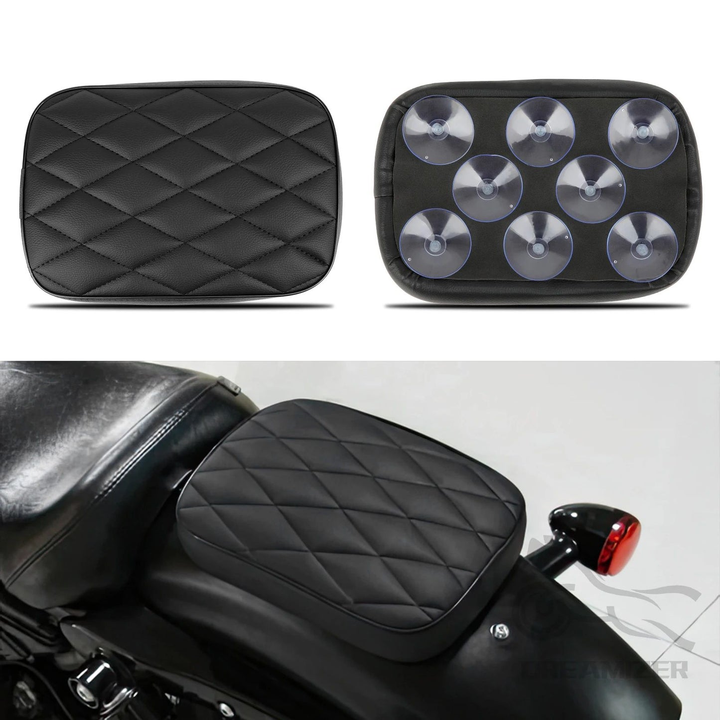Assento Traseiro Para Passageiro de Moto Retangular Para Harley Dyna 883 Choppers Bobber 8 Ventosas