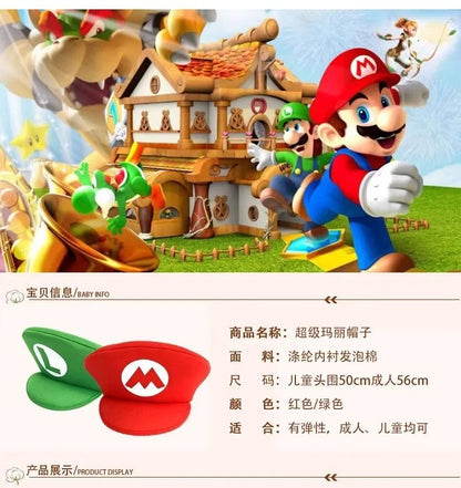 Super Marios Bros Cosplay Cartoon Hats With Moustache Halloween kids Hats Costumes Anime Figure party funny accessories