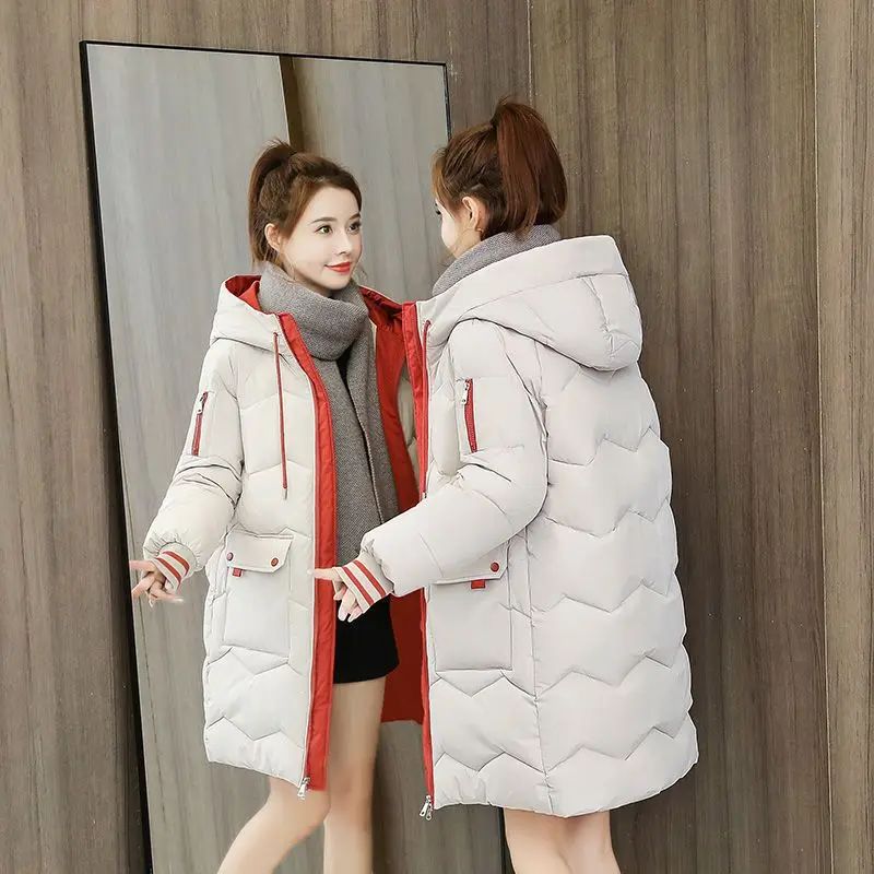 2025 Winter Women Jacket Coats Long Parkas Female Down Cotton Hooded Overcoat Thick Warm Jackets Windproof Casual Student Coat