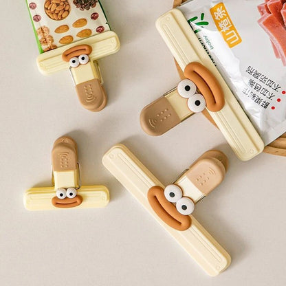 3 unidades de Clipes de Vedação Criativos com Rosto para Sacos, Clipes de Lanche para Alimentos, Ferramentas de Cozinha, Pequenos Clipes Decorativos, Armazenamento de Saco Plástico para Geladeira
