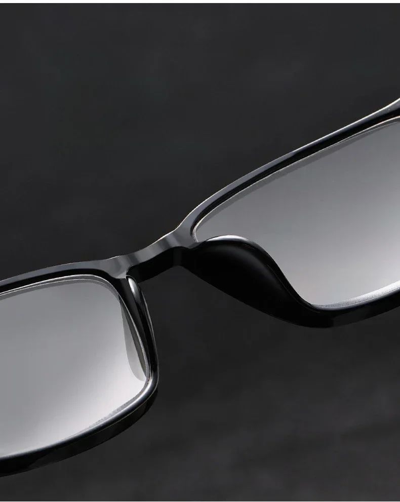 Óculos Multifocal Fotocromático para Presbiopia Armação Quadrada Óculos de Leitura para Negócios Luz Azul Lentes Acabadas para Vista Longa