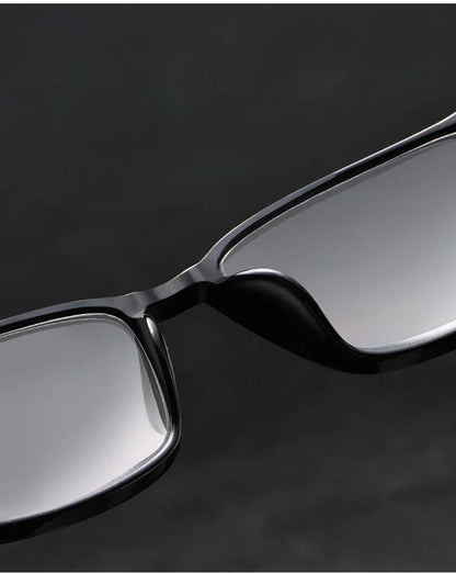 Óculos Multifocal Fotocromático para Presbiopia Armação Quadrada Óculos de Leitura para Negócios Luz Azul Lentes Acabadas para Vista Longa