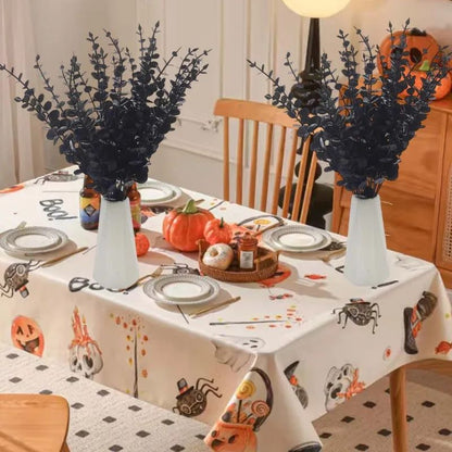 50/10x Black Artificial Eucalyptus Branches Simulation Flowers Stems Halloween Thanksgiving Ornaments DIY Home Table Decoration