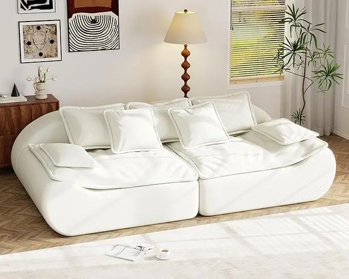 87'' 3-Seater Sectional Sofa Modular Comfy Loveseat with Throw Deep Seat Small Sofa for Compact Space - Perfect for Cozy Living