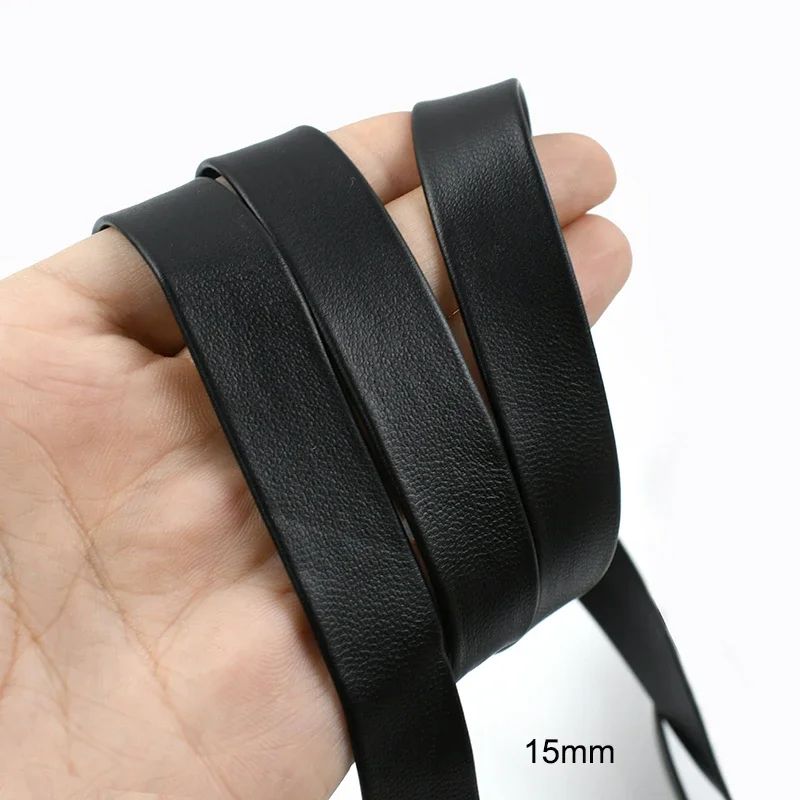 5Meters 3-50mm Black PU Leather Cords Soft Ribbon Band Bag Strap Webbing Necklace Jewelry Decor Tape DIY Sewing Accessories