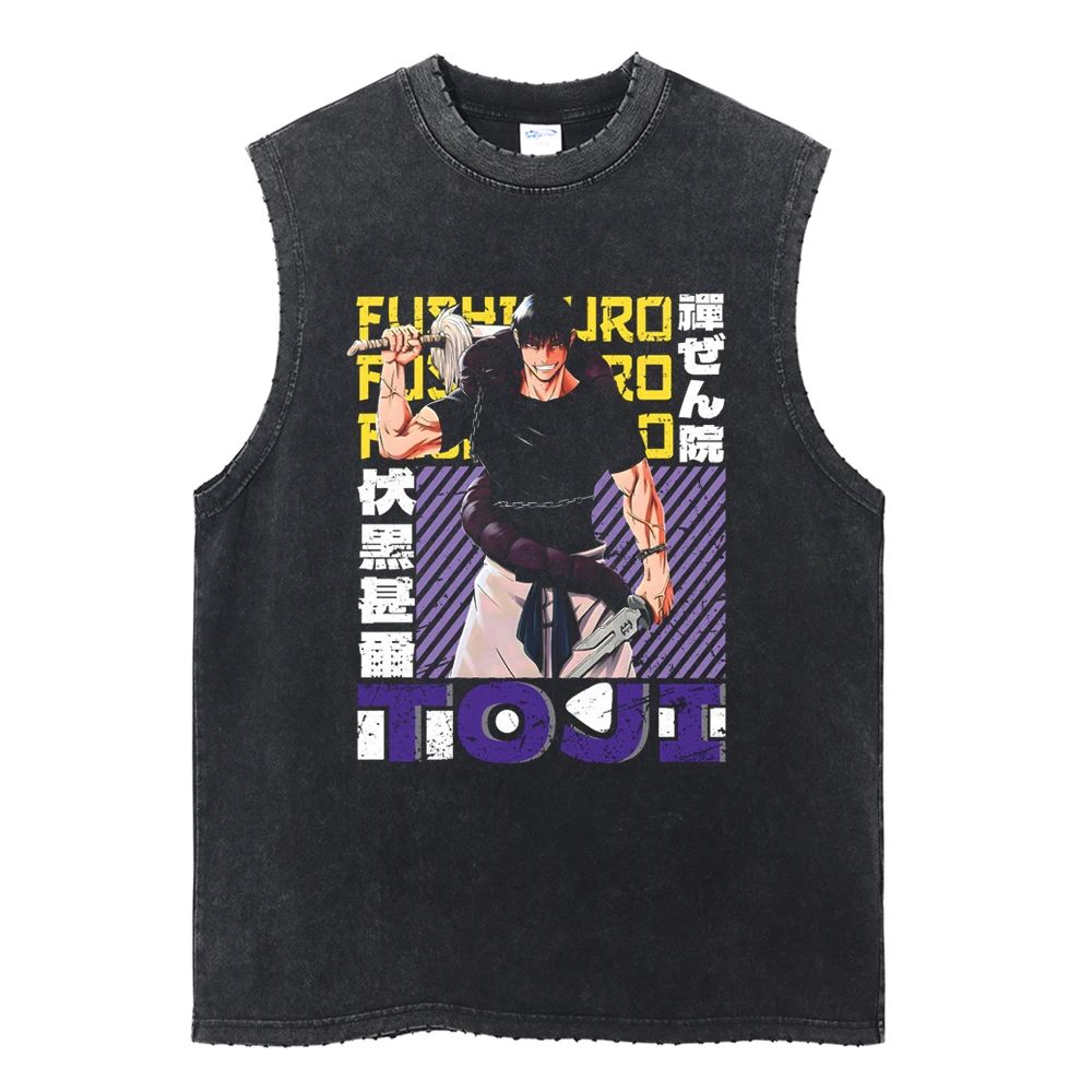 Luffy printed anime fitness vest summer new men s vest Y2k women s washed casual sleeveless shirt streetwear Harajuku