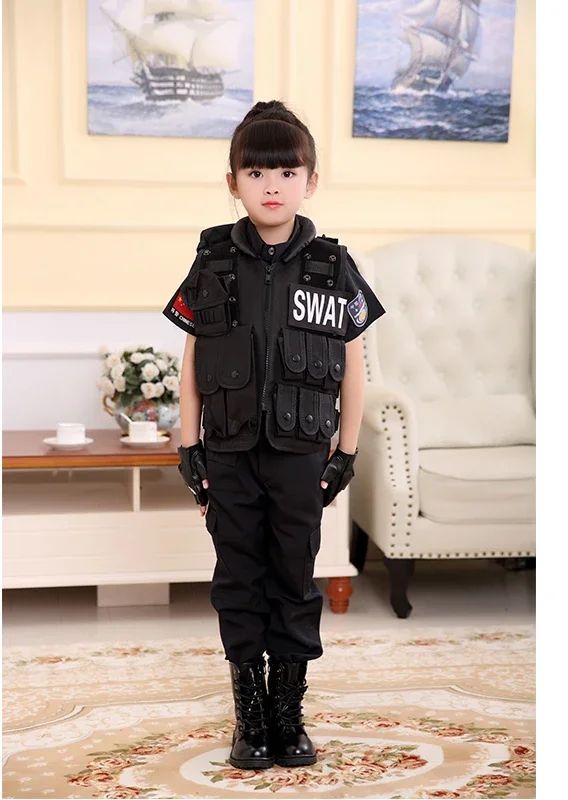 2025 Halloween Children Hunting Military Tactical Army Vest Kids Airsoft Gear Combat Armor Uniform Boy Girl Swat Police Outdoor