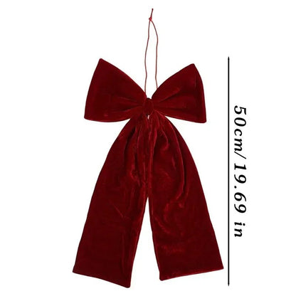 Large Size Bowknot Pendant Hanging Xmas Ornament DIY Home Party Christmas Tree Decorations Velvet Bow Burgundy Style Supplies