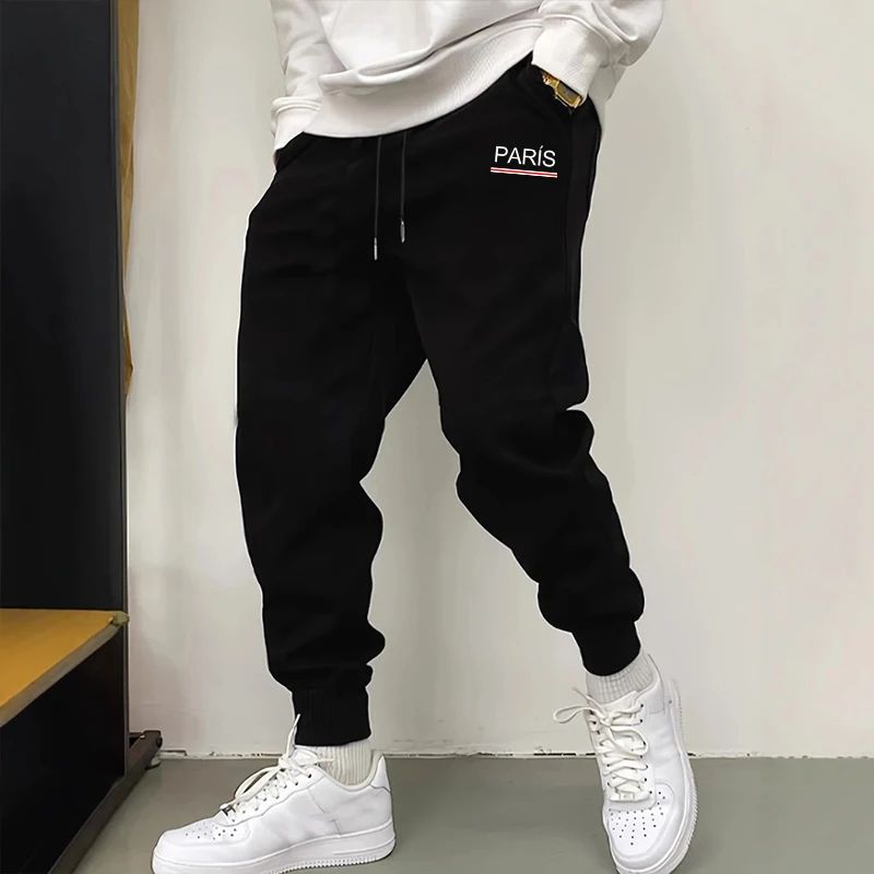 Calça Masculina Moletom Estampada Casual Esportiva Academia Fitness Corrida Masculina Calça Esportiva Ao Ar Livre Cós Elástico Streetwear
