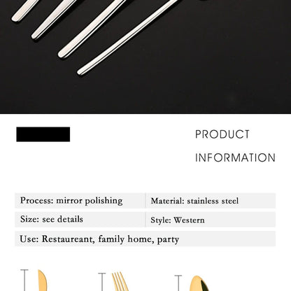 24Pcs Stainless Steel Dinnerware Set Kitchen Fork Spoon Knife Dinner Cutlery Set White Silver Western Flatware Tableware Set