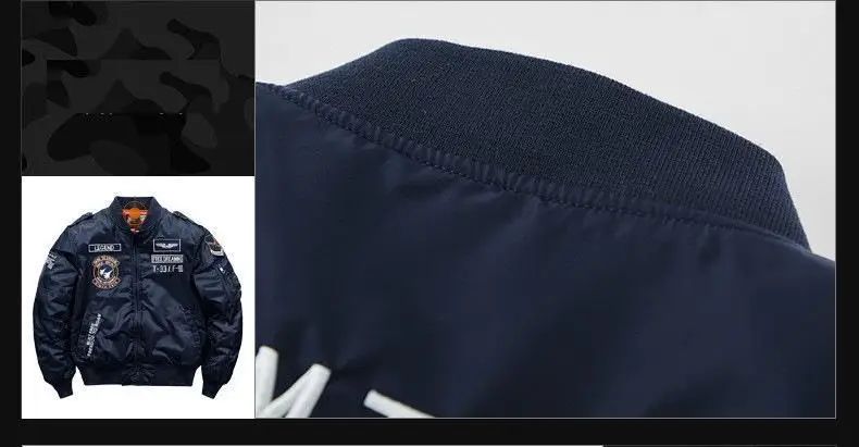 Winter Hip Hop Thick Warm Jacket Men High Quality Military Motorcycle Ma-1 Aviator Pilot Coats Male Baseball Bomber Jacket