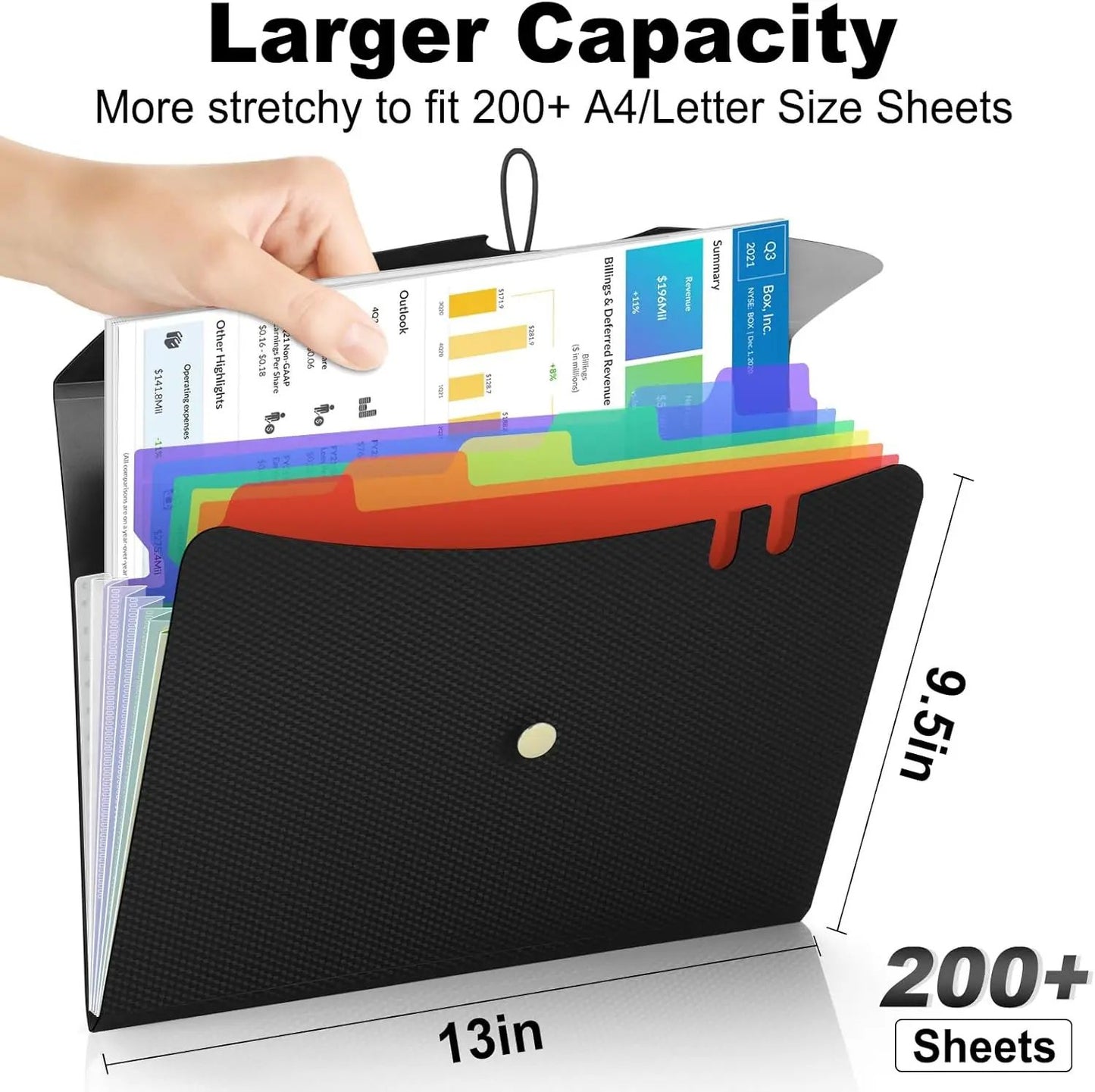 Expandable File Folder, Letter Size Organ Organizer, 5 File Pockets, Portable Organizer for School Office Supplies