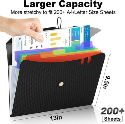 Expandable File Folder, Letter Size Organ Organizer, 5 File Pockets, Portable Organizer for School Office Supplies