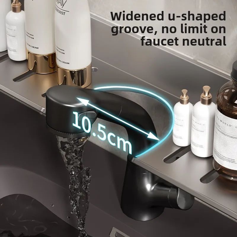 Toilet faucet storage rack, toilet sink, washbasin, wall mounted non perforated mirror front bathroom rack