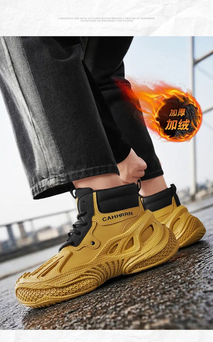 2025 Men's new breathable mesh trendy elastic band slip-on casual thick-soled sports shoes