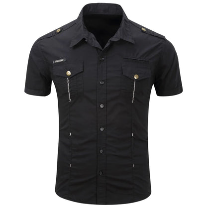 Summer New Fashion Men Safari Shirt Short Sleeve Casual Tactical 100% Cotton Cargo Outdoor Male Pocket Work Shirts