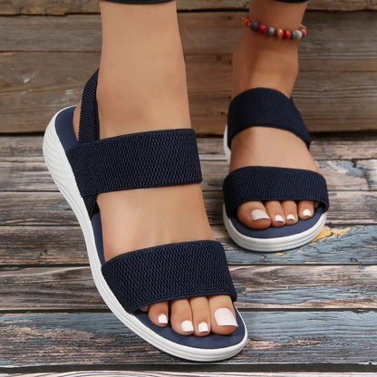 Women's Knit Elastic Cloth Wedge Sandals Slip On Lightweight Walking Sandals Women Plus Size Comfortable Summer Shoes Woman 2024