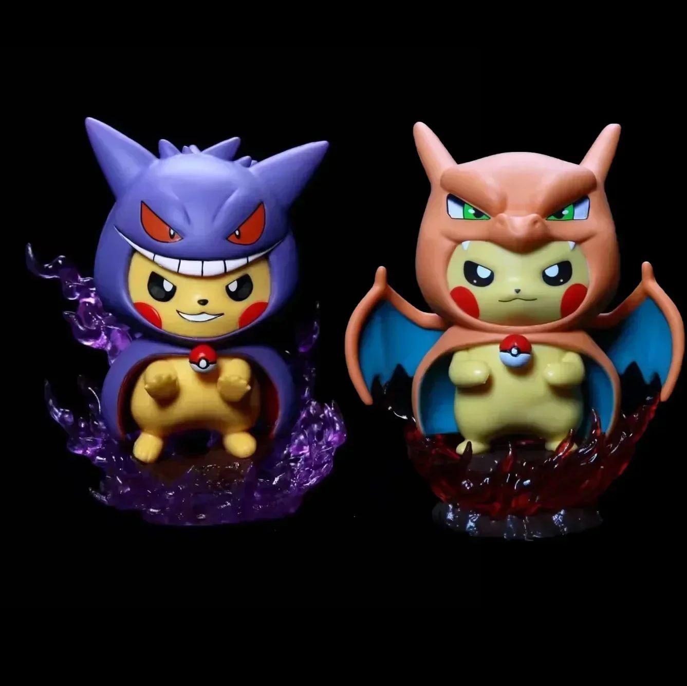Conjunto de Bonecos Pokémon de 12cm - Pikachu Gengar Charizard Cosplay, Presente de Estátua Colecionável Fofo para Fãs de Anime