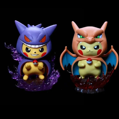 Conjunto de Bonecos Pokémon de 12cm - Pikachu Gengar Charizard Cosplay, Presente de Estátua Colecionável Fofo para Fãs de Anime