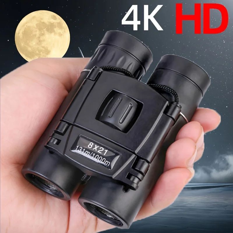 1 unidade Binóculos HD Zoom, Telescópio de Longo Alcance 8X21 com Design Dobrável Compacto para Turismo e Acampamento ao Ar Livre