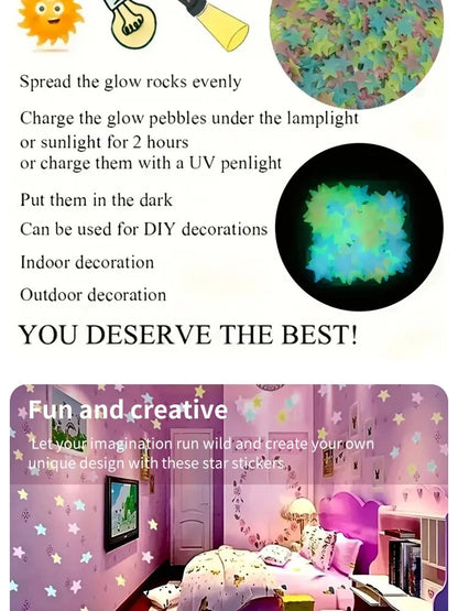 50/250Pcs Luminous Star Stickers Background Wall Decoration Bedroom Glow Stickers Fluorescent Stereo Wall Stickers Room Decor