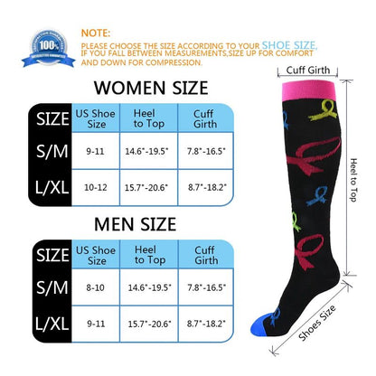 Varicose Veins Compression Socks Fit For Golf Rugby Hiking Sports For Anti Fatigue Driving Travel Flight Black Women Men Socks