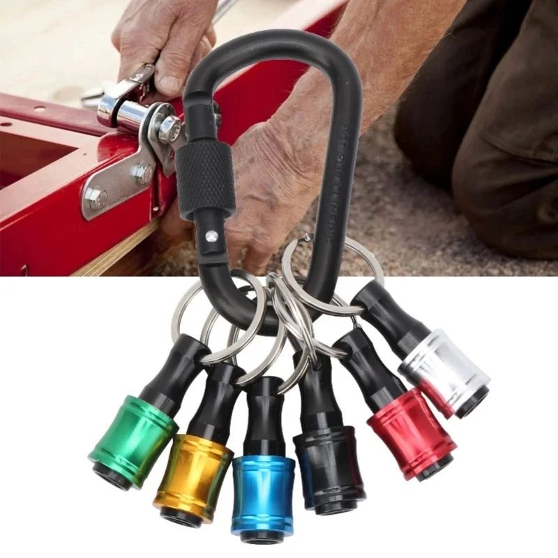 Conjunto de ferramentas com chaveiro colorido, haste de extensão de troca rápida, haste de conversão de cabo hexagonal de 1/4", chave de fenda, luva de liberação rápida