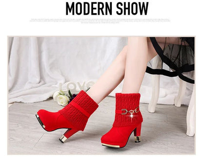 Sapatos femininos de salto agulha super alto com plataforma, sapatos de salto alto, scarpins femininos, botas de tornozelo de camurça bico fino para mulheres, botas de salto grosso NOVO