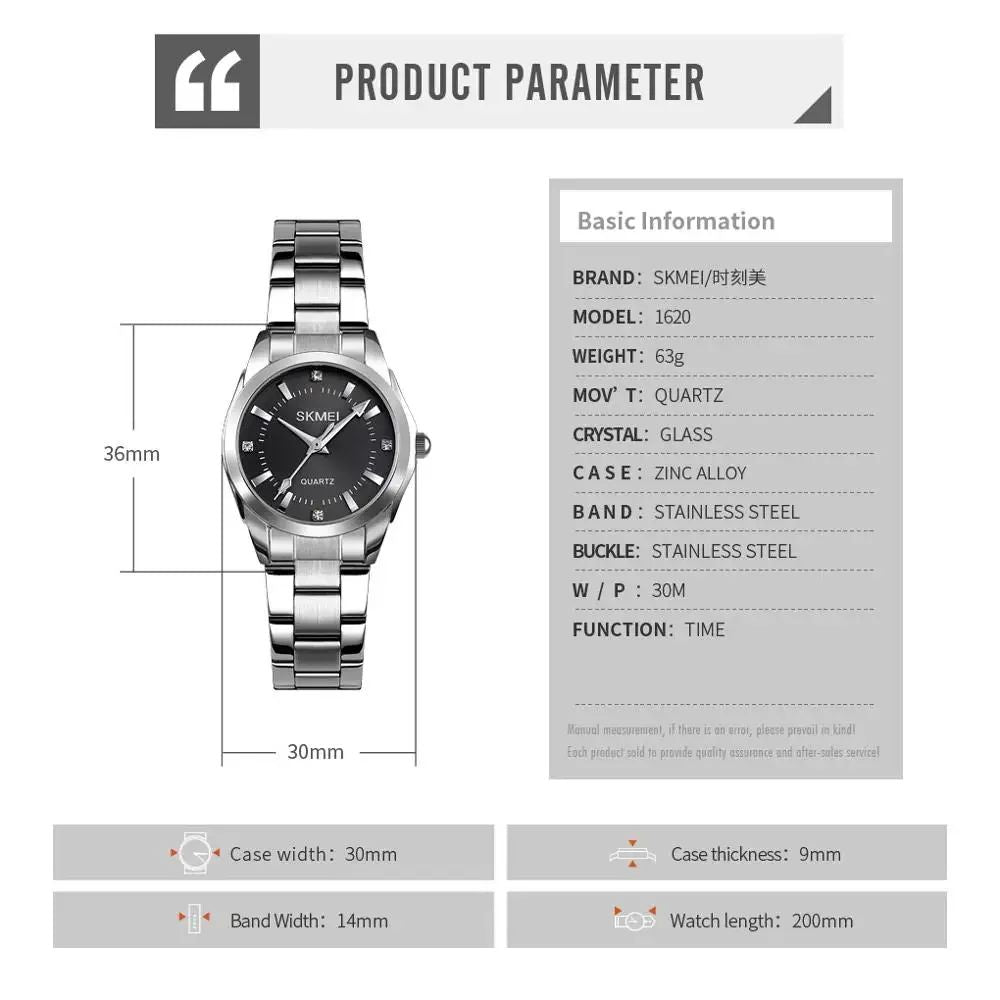 Skmei Japan Movement Luxury Quartz Watches For Women Thin Lady Hour Ladies Reloj Mujer Fashion Simple Quartz Women Watch 1620