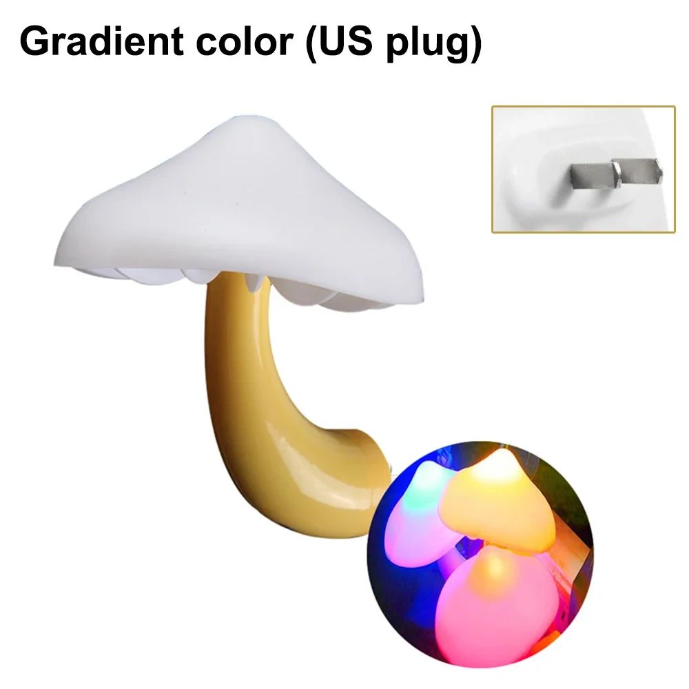Mushroom LED Night Lights Shape Automatic Sensor Bedroom Decor US Plug Wall Lamps for Kid Children's Room Bedside Mini Lamp