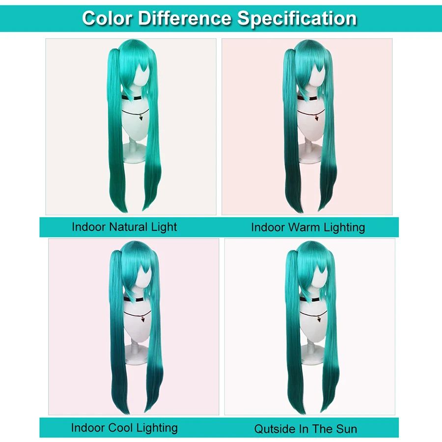 Long Synthetic Hair Clips 2 Ponytails Lolita Green Pink Heat Resistant Party Wigs Synthetic Hair Hatsune Miku Wig Cosplay