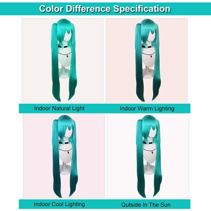 Long Synthetic Hair Clips 2 Ponytails Lolita Green Pink Heat Resistant Party Wigs Synthetic Hair Hatsune Miku Wig Cosplay