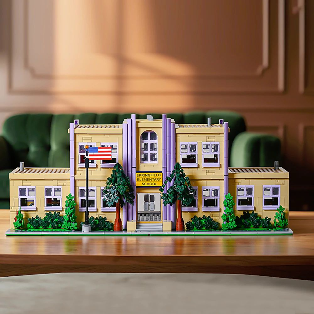 3500PCS Springfield Elementary School Building Blocks Idea Anime Street View Modular Architecture Brick Model Bricks Toys for Adults Christmas Gift