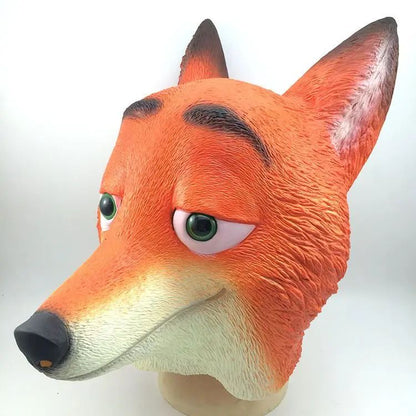 2026  Zootopia Nick Mask Headgear Cute Cartoon Toy Funny Latex Mask Live Broadcast Props Halloween Role Play Costume Headgear