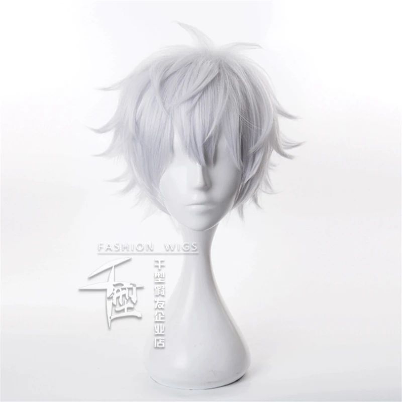 Anime Jujutsu Kaisen Gojo Satoru Lançamento Estado Peruca Cosplay Perucas Sintéticas Pó de Jogo Cabelo Curto Branco Prata Halloween