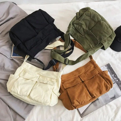 2025 y2k Women Vintage Handbag Canvas Teenager Shoulder Tote Bags Messenger Bags Ladies Casual Handbag Crossbody Purse