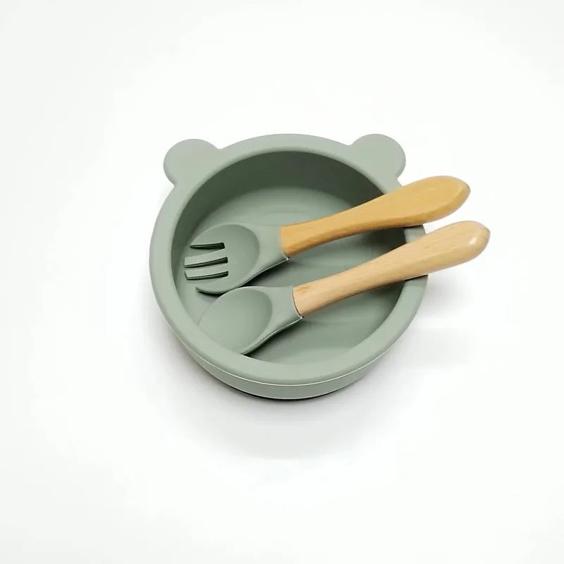 3pcs Baby Silicone Bowl Suction Cup Bowl Children's Tableware Complementary Bowl Children's Dinner Plate Silicone Tableware