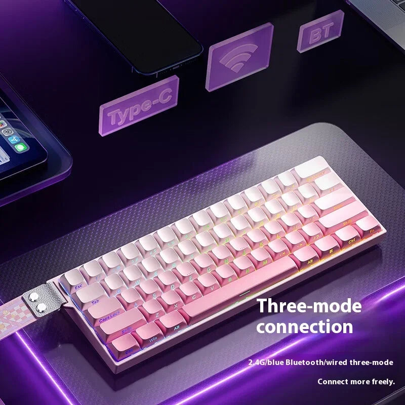 AULA Mini60 HE Magnetic Switch Teclado RGB Tri Mode Sem Fio Teclado Mecânico 8000Hz 0.01mmRT Teclado Gamer Presentes para Gamers