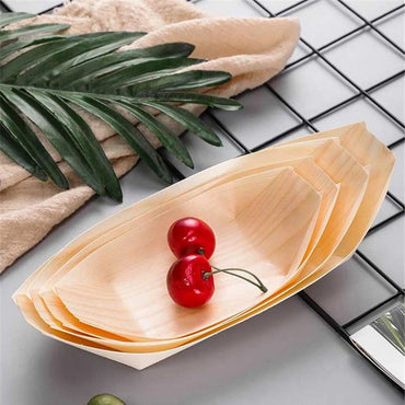 50 100pcs Natural bamboo Disposable Kayak sushi Wood Boat Salad Dessert Pine cake Boat Snack Bowl mat sushi plate tray onigiri