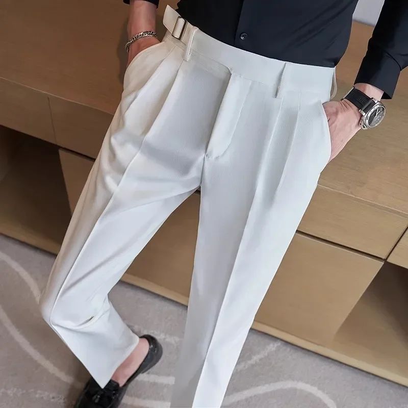 Calças de Terno Masculinas, Calças de Vestir Slim Modernas, Calças Brancas Pretas Azuis Verdes Pantalones Hombre Outono/Inverno Masculino, Novidade 2025