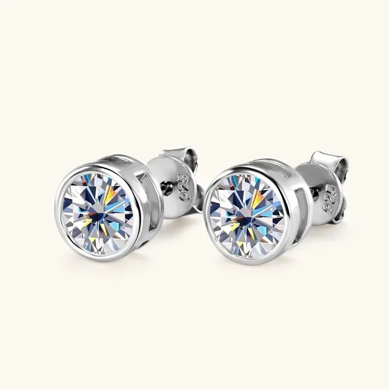 Brinco de Moissanite Real 0.5-2ct de Diamante em Prata 925 Banhado a Ouro Amarelo Brinco de Casamento Feminino Joia de Luxo com GRA