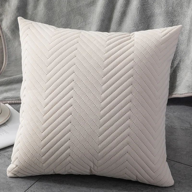 Quilted Velvet Pillowcase Throw Pillow Covers Home Cojines Decor Pillow Cases Simple Sofa Cushion Cover Decorative 45x45cm