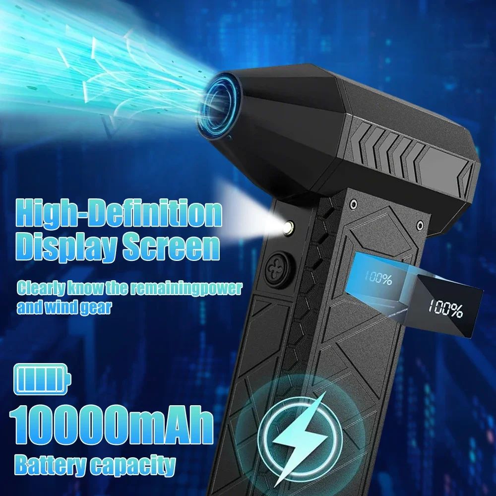 Portable 280000PRM High-speed Turbo Fan Violent with Workinglights 10000mAh Rechargeable Electric Air Duste Home Violent Blower
