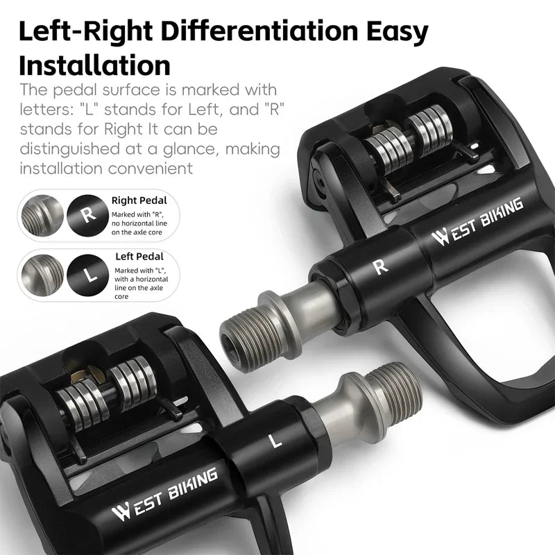 WEST BIKING Road Bike Pedals Nylon Bicycle Locking Pedals Cycling Bearing Cleats Clipless Pedal Look System With Locking Plates