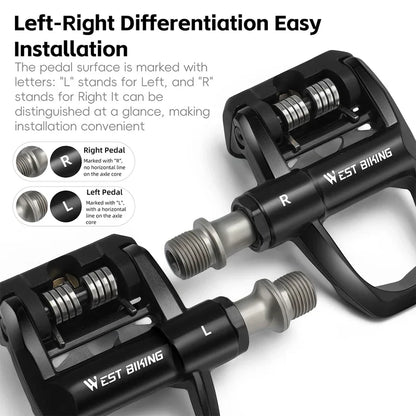 WEST BIKING Road Bike Pedals Nylon Bicycle Locking Pedals Cycling Bearing Cleats Clipless Pedal Look System With Locking Plates