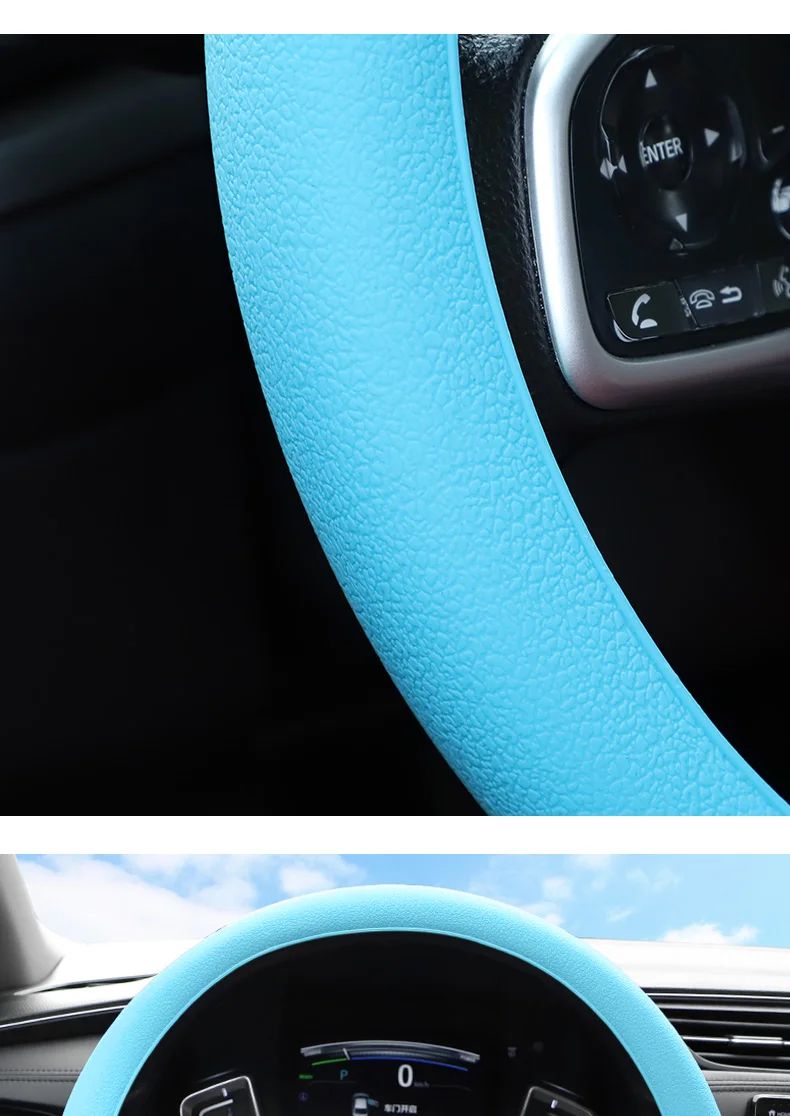 Universal Steering Wheel Cover Car Steering Wheel Handle Cover Anti-skid Wear-resistant All-season Silicone Steering Wheel