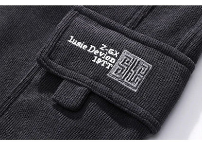 Men's Corduroy Harem Cargo Pants Elastic Waist Casual Joggers Sweatpants Spring Autumn Armygreen Gray Black Trousers Streetwear