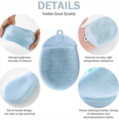 Hook Soft Exfoliating 1pcs Silicone Massage Bath Brush with Bath Gloves Baby Showers Cleaning Brush Remover Scrub Showers Bubble
