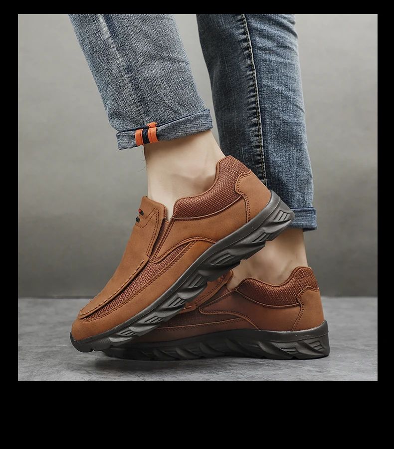 Men Leather Casual Shoes Breathable Loafers Men Sneakers 2024 New Male Comfortable Leather Flat Footwear Sneakers Men Shoes